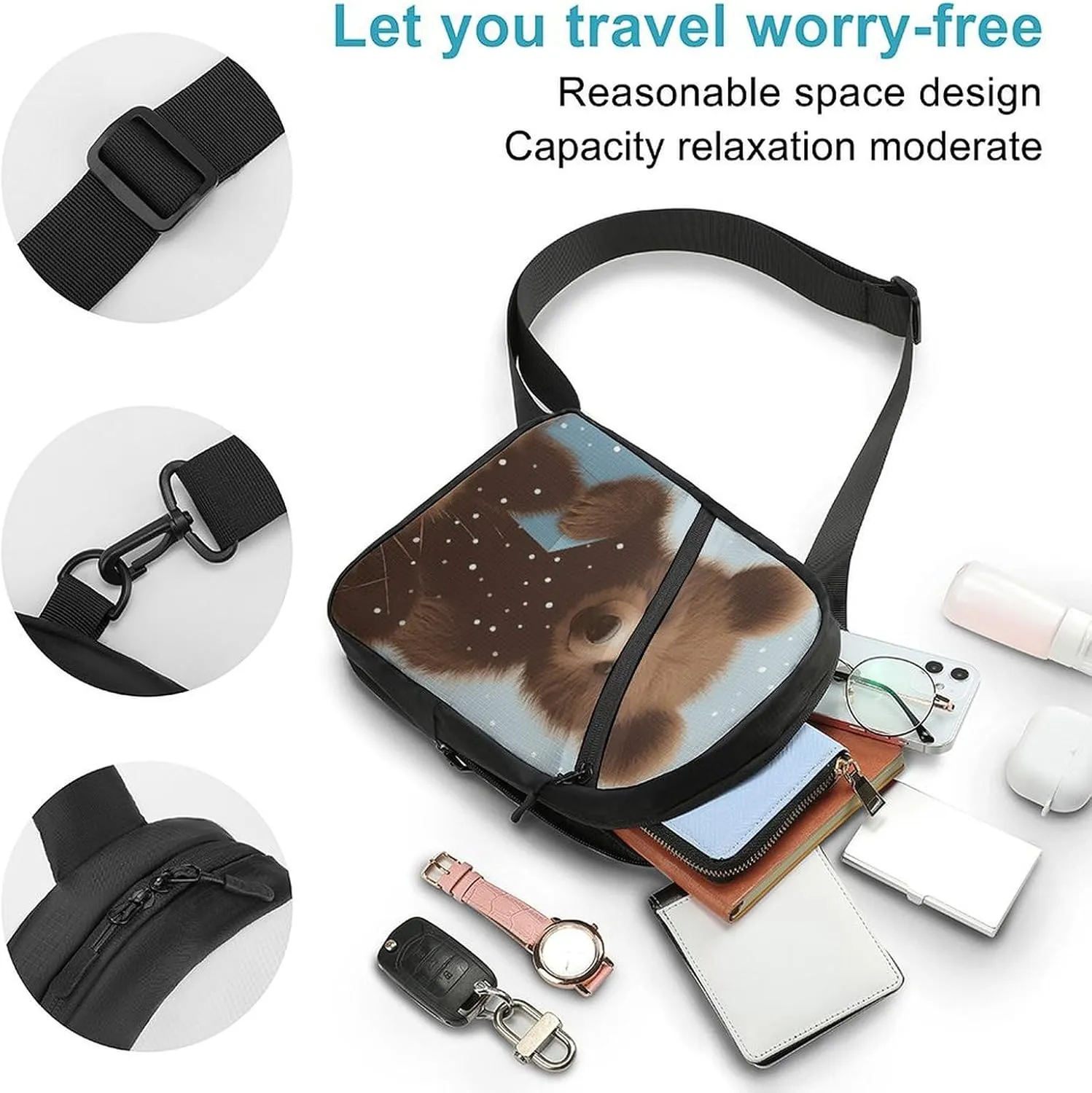 Crossbody Bag for Women Men Chest Bag Halloween Witch Flying Sling Bag Crossbody Shoulder Bag Sling Backpack