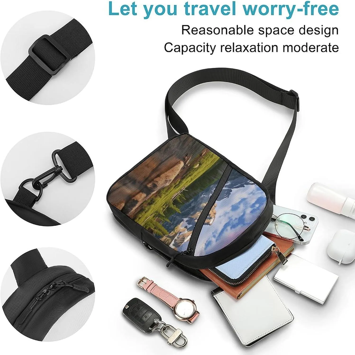 Crossbody Bag for Women Men Chest Bag New Year Pyrotechnics Sling Bag Crossbody Shoulder Bag Sling Backpack