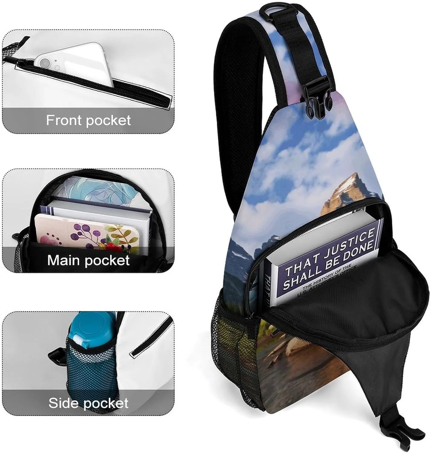 Crossbody Bag for Women Men Chest Bag Ocean Fish Sling Bag Crossbody Shoulder Bag Sling Backpack