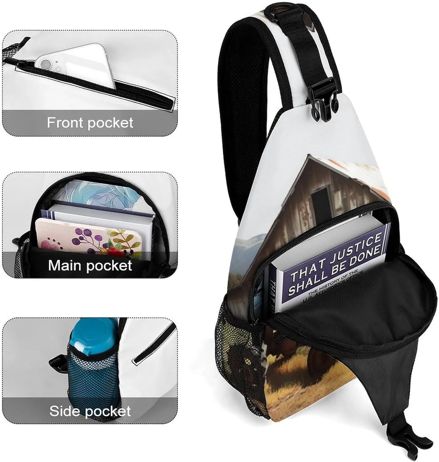Crossbody Bag for Women Men Chest Bag Owl Sling Bag Crossbody Shoulder Bag Sling Backpack