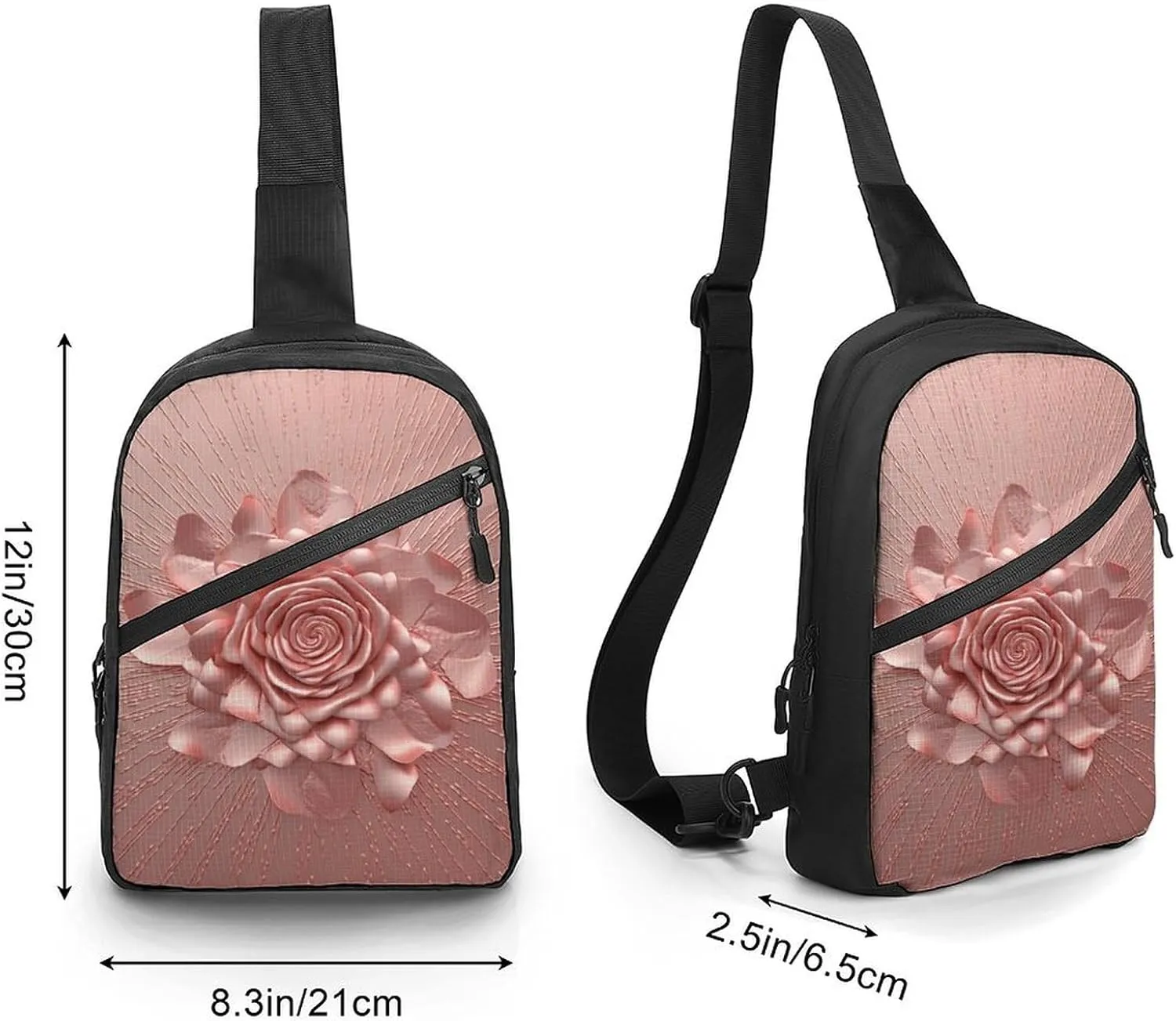 Crossbody Bag for Women Men Chest Bag Rose Sling Bag Crossbody Shoulder Bag Sling Backpack
