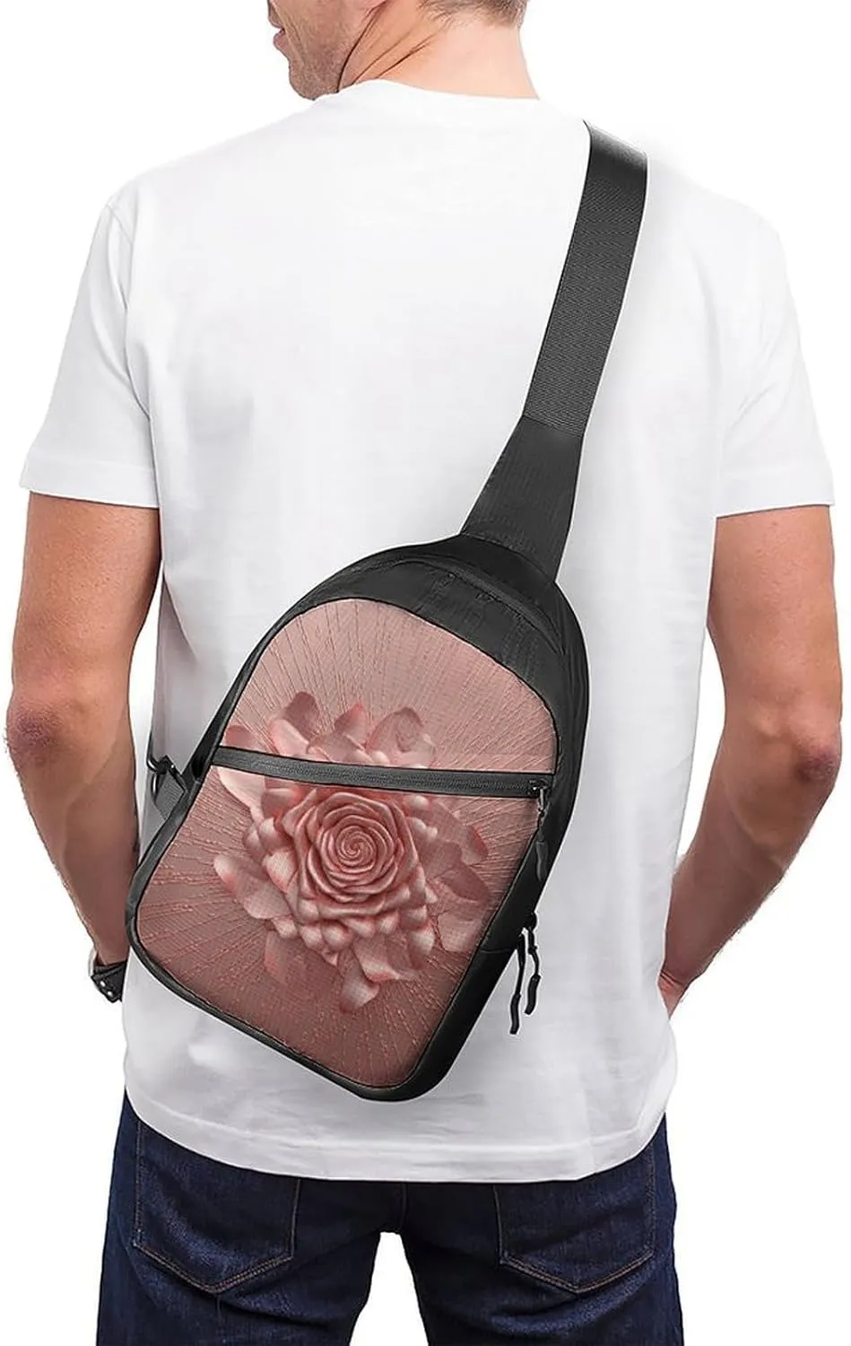 Crossbody Bag for Women Men Chest Bag Rose Sling Bag Crossbody Shoulder Bag Sling Backpack