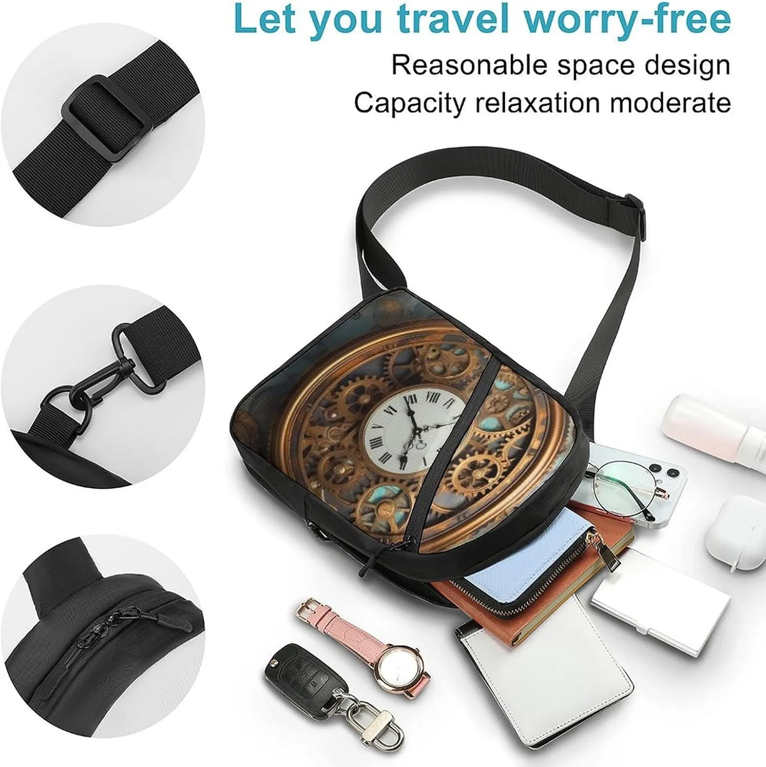 Crossbody Bag for Women Men Chest Bag Rose Sling Bag Crossbody Shoulder Bag Sling Backpack