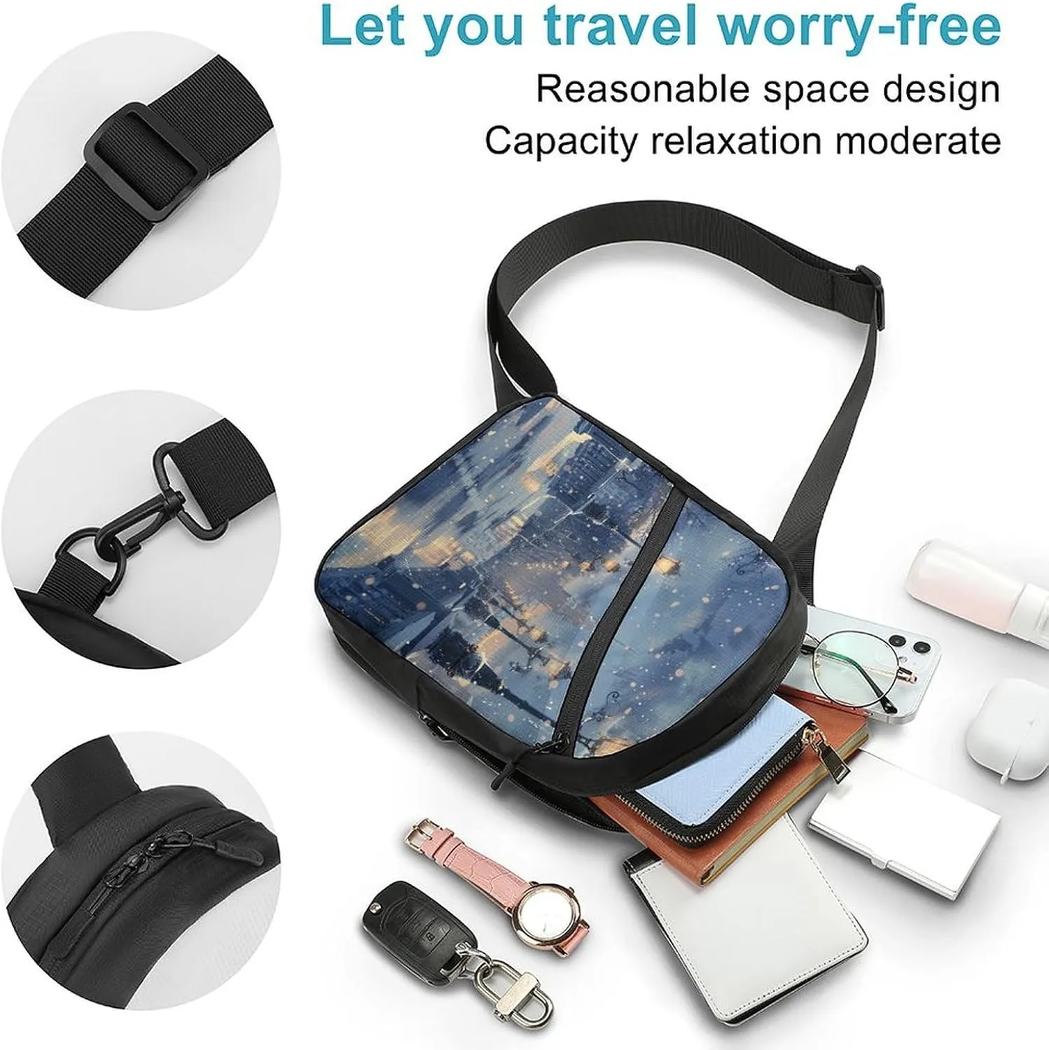 Crossbody Bag for Women Men Chest Bag Wild Deer Sling Bag Crossbody Shoulder Bag Sling Backpack