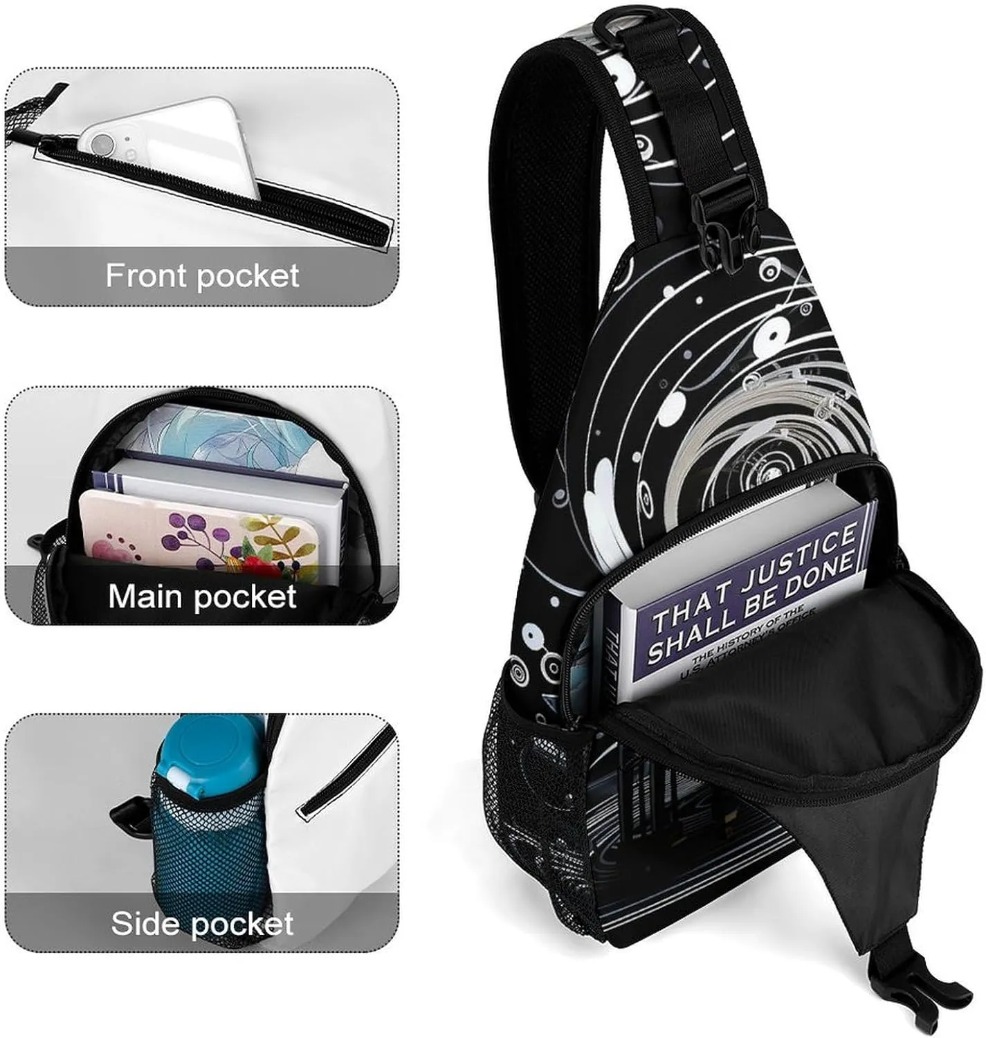 Crossbody Bag for Women Men Chest Bag Wild Elk Sling Bag Crossbody Shoulder Bag Sling Backpack