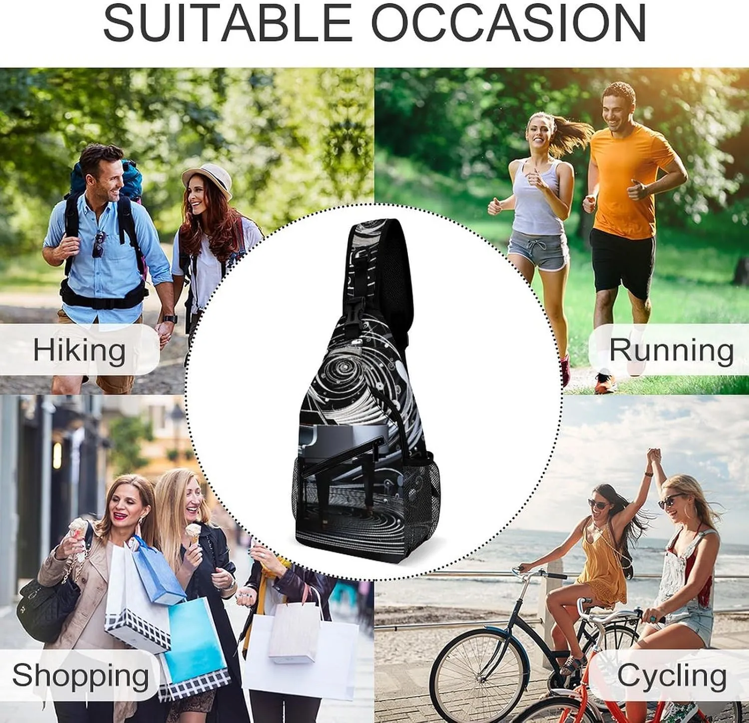 Crossbody Bag for Women Men Chest Bag Wild Elk Sling Bag Crossbody Shoulder Bag Sling Backpack