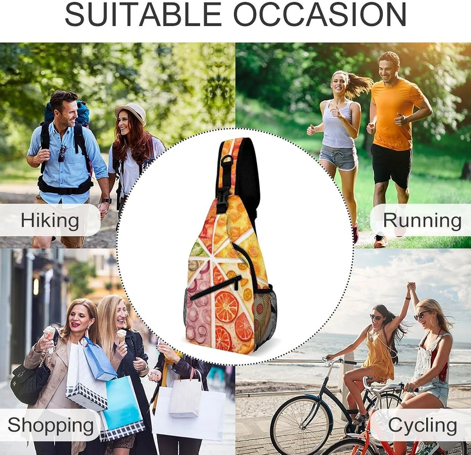 Crossbody Bag for Women Men Chest Bag Wild Elk Sling Bag Crossbody Shoulder Bag Sling Backpack