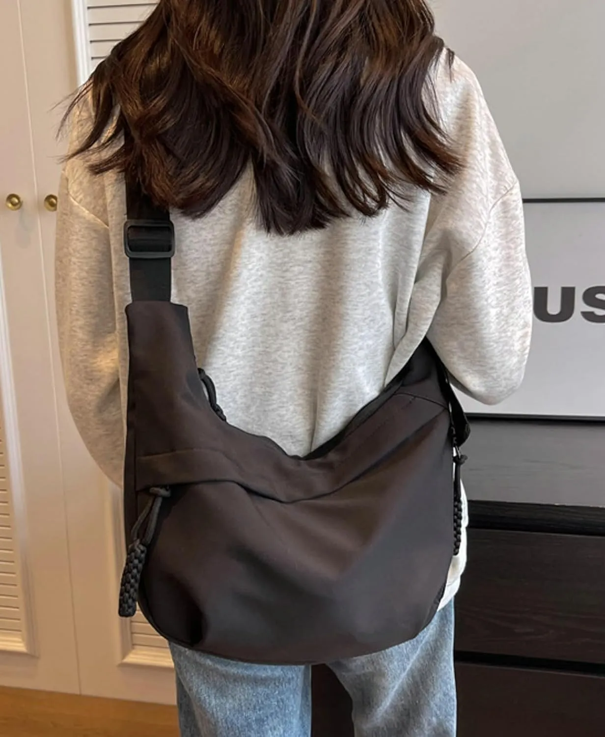 Crossbody Bag Unisex Multi-Pocket Nylon Sport Crescent Shoulder Purse Oxford Braid Zip Slouchy Dumpling Bag