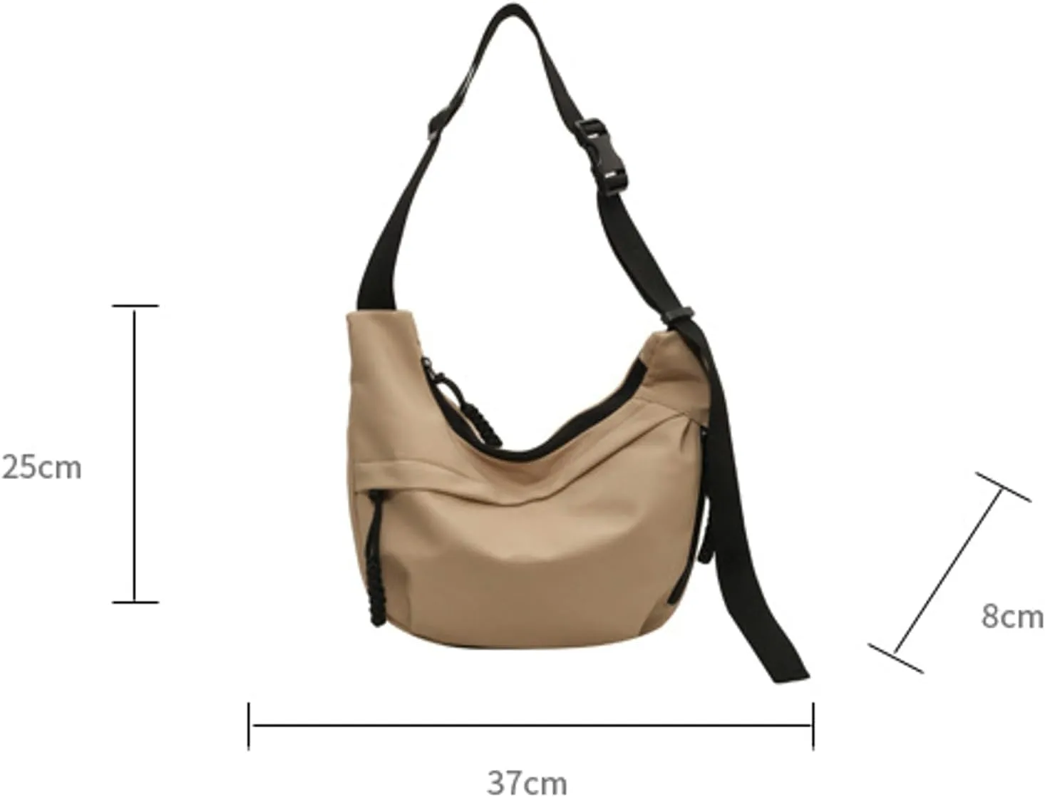 Crossbody Bag Unisex Multi-Pocket Nylon Sport Crescent Shoulder Purse Oxford Braid Zip Slouchy Dumpling Bag