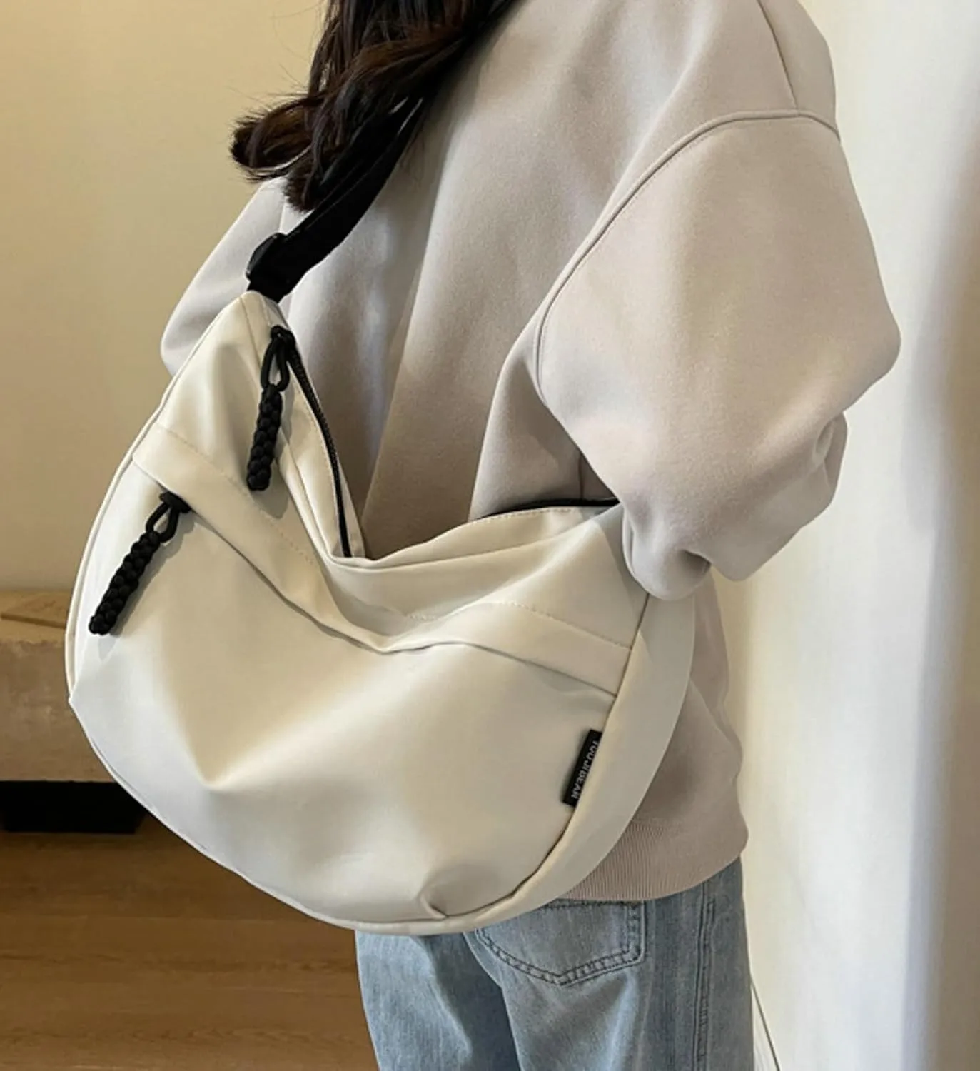 Crossbody Bag Unisex Multi-Pocket Nylon Sport Crescent Shoulder Purse Oxford Braid Zip Slouchy Dumpling Bag