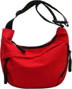 Crossbody Bag Unisex Multi-Pocket Nylon Sport Crescent Shoulder Purse Oxford Braid Zip Slouchy Dumpling Bag