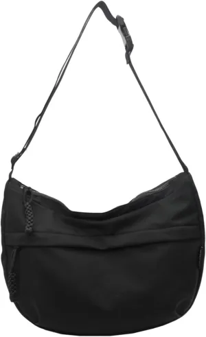 Crossbody Bag Unisex Multi-Pocket Nylon Sport Crescent Shoulder Purse Oxford Braid Zip Slouchy Dumpling Bag