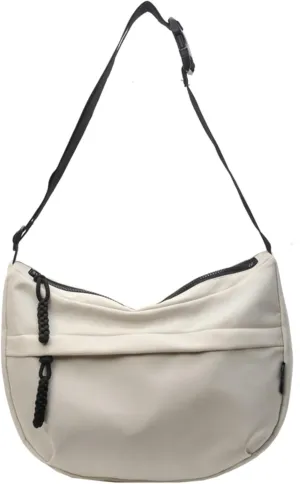 Crossbody Bag Unisex Multi-Pocket Nylon Sport Crescent Shoulder Purse Oxford Braid Zip Slouchy Dumpling Bag
