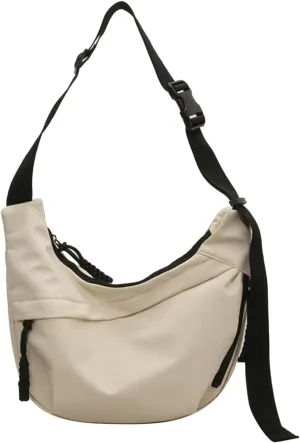 Crossbody Bag Unisex Multi-Pocket Nylon Sport Crescent Shoulder Purse Oxford Braid Zip Slouchy Dumpling Bag