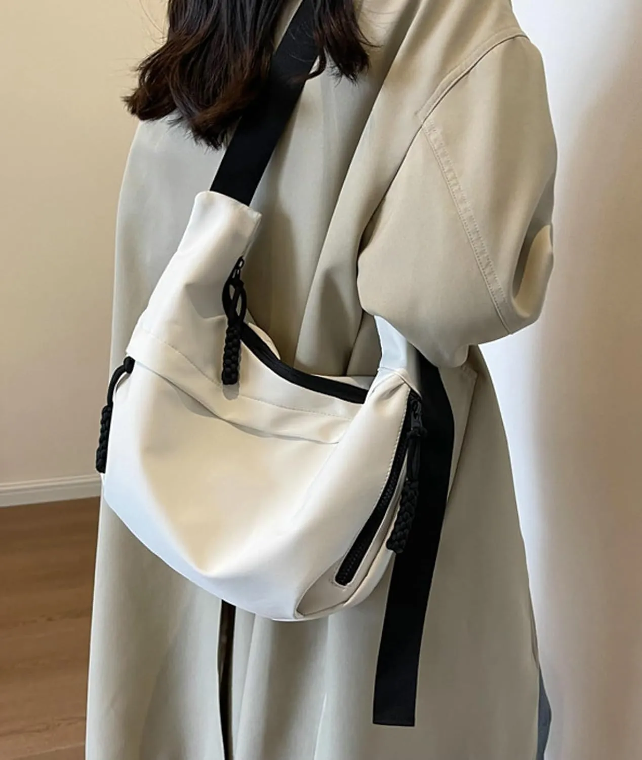 Crossbody Bag Unisex Multi-Pocket Nylon Sport Crescent Shoulder Purse Oxford Braid Zip Slouchy Dumpling Bag