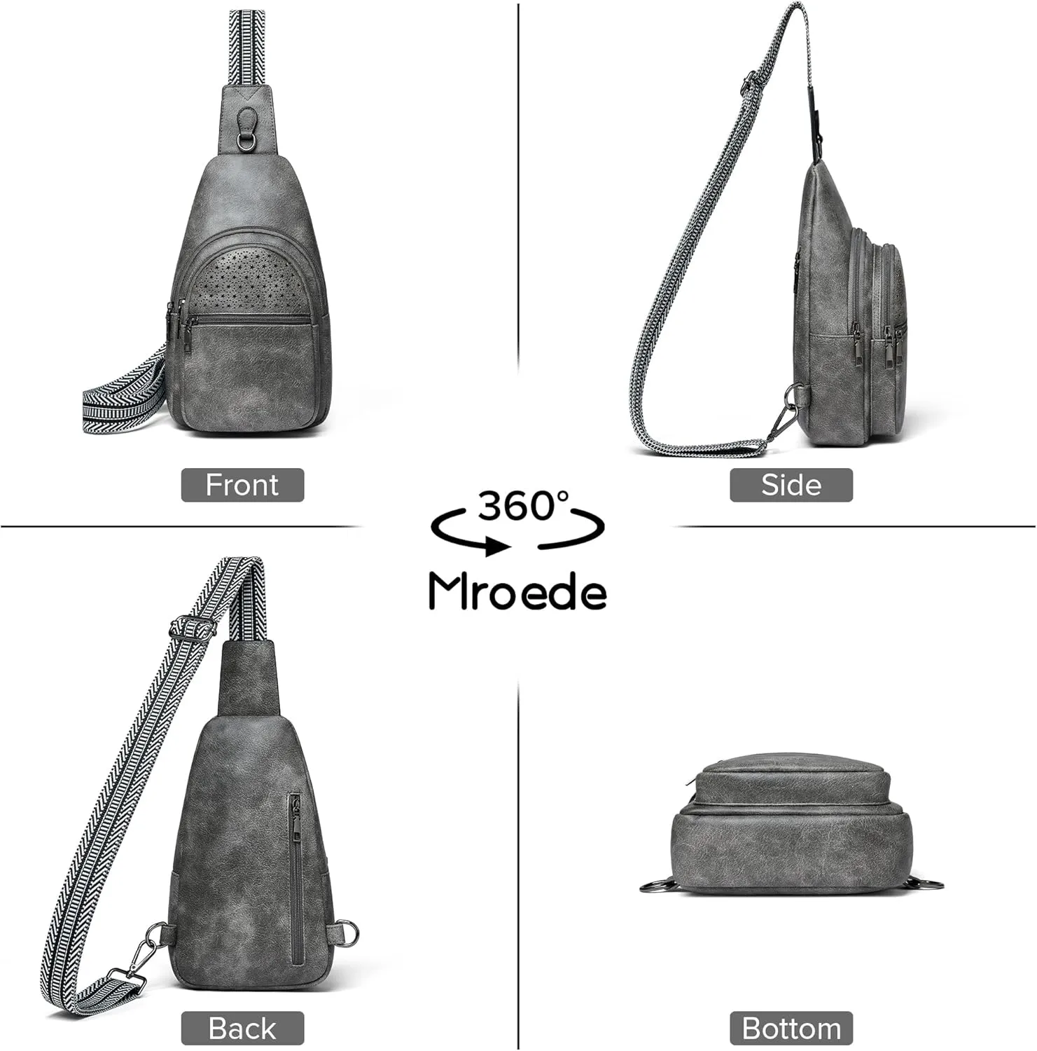Crossbody Bags for Women 4-Pockets Sling Bag Fanny Pack Chest Purse Backpack Casual Daypacks Travel Shopping