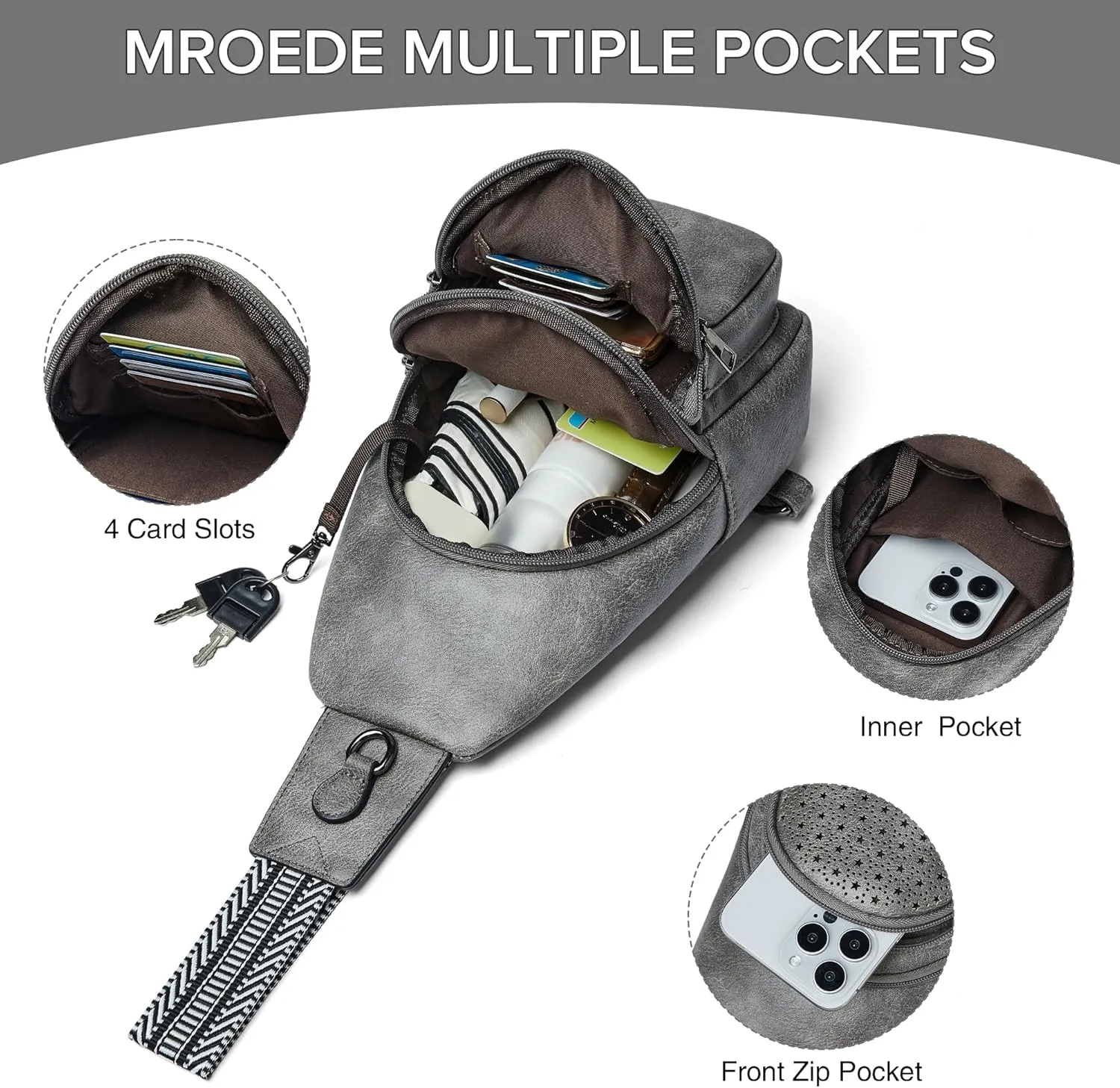 Crossbody Bags for Women 4-Pockets Sling Bag Fanny Pack Chest Purse Backpack Casual Daypacks Travel Shopping