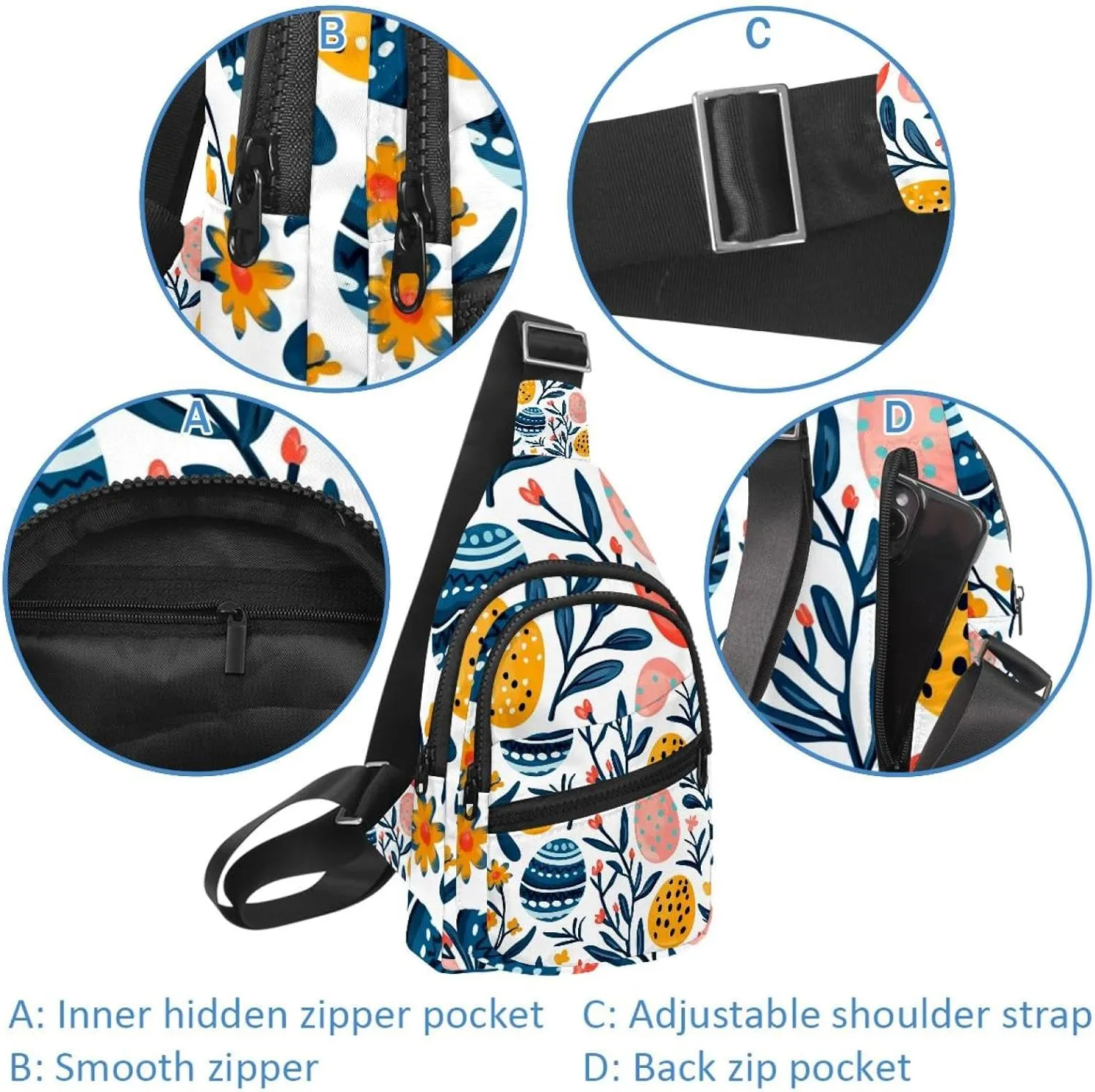 Crossbody Bags for Women Cross Body Bag for Woman Sling Bag Crossbody Bag Happy Easter Sling Backpack Travel