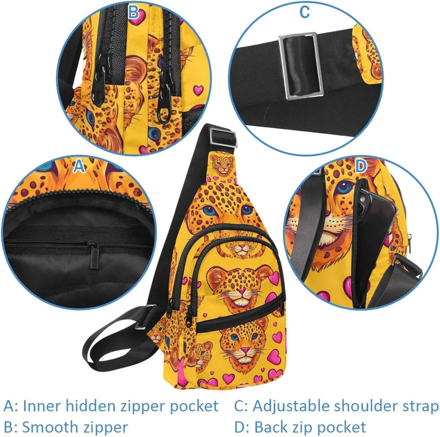 Crossbody Bags for Women Cross Body Bag for Woman Sling Bag Crossbody Bag Hearth Leopard (2) Sling Backpack Travel