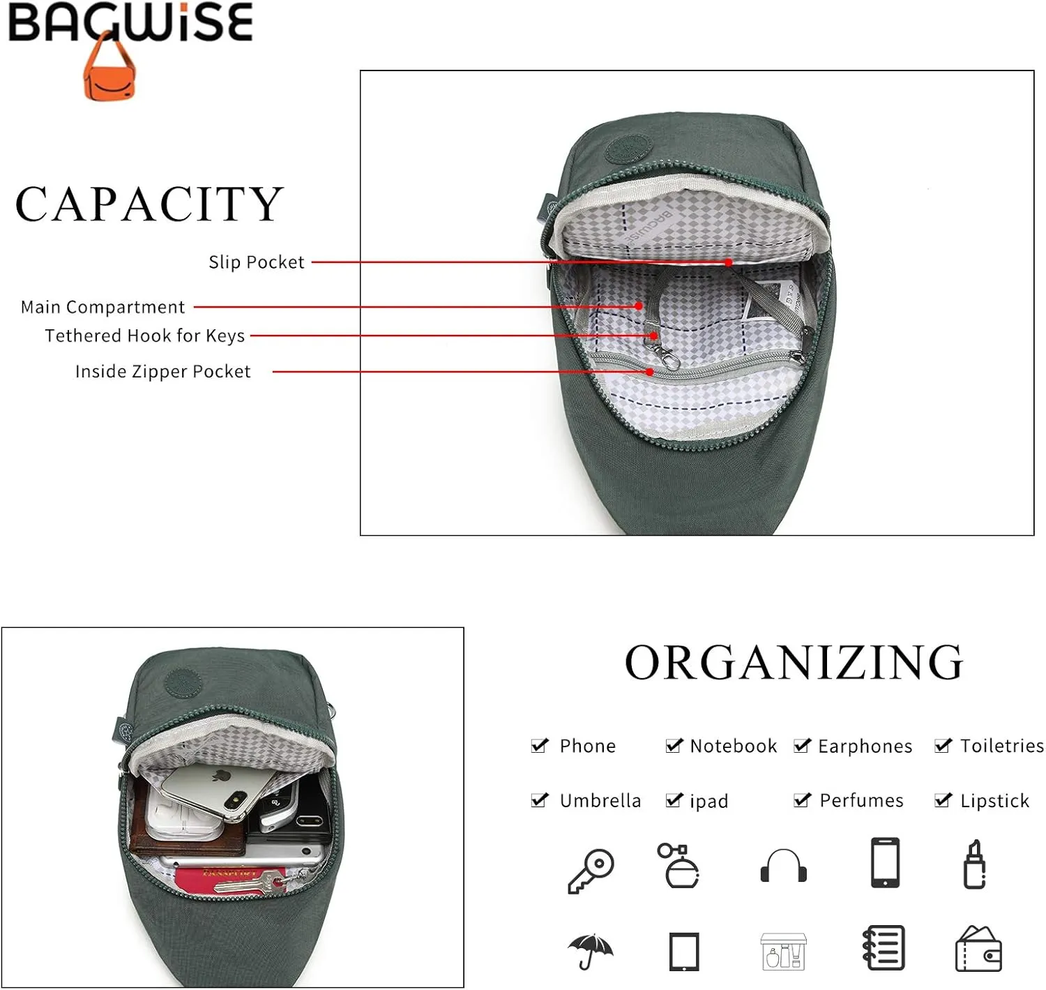 Crossbody Bags for Women, Crossbody Purse Bag, Sling Bag, Lightweight and Compact