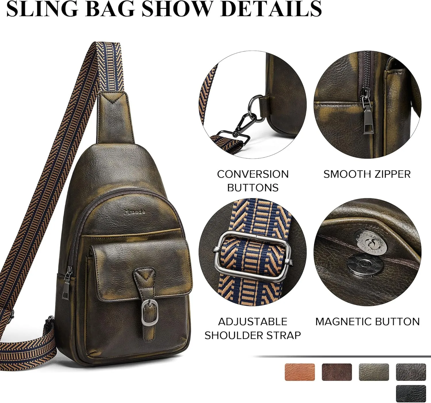 Crossbody Bags for Women Men Sling Bag 5 Pockets Fanny Pack Sling Backpack Chest Daypack Travel Purse Anti Theft
