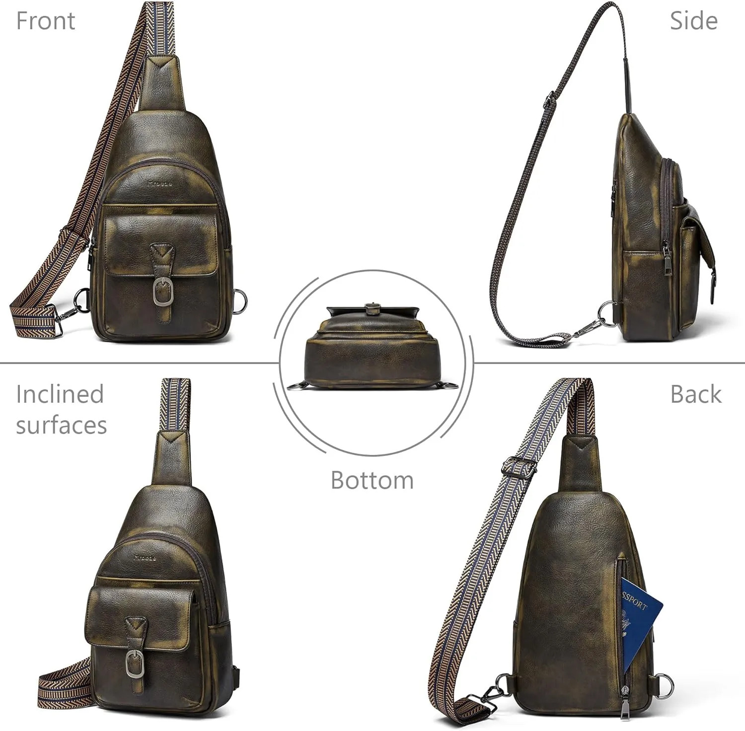Crossbody Bags for Women Men Sling Bag 5 Pockets Fanny Pack Sling Backpack Chest Daypack Travel Purse Anti Theft