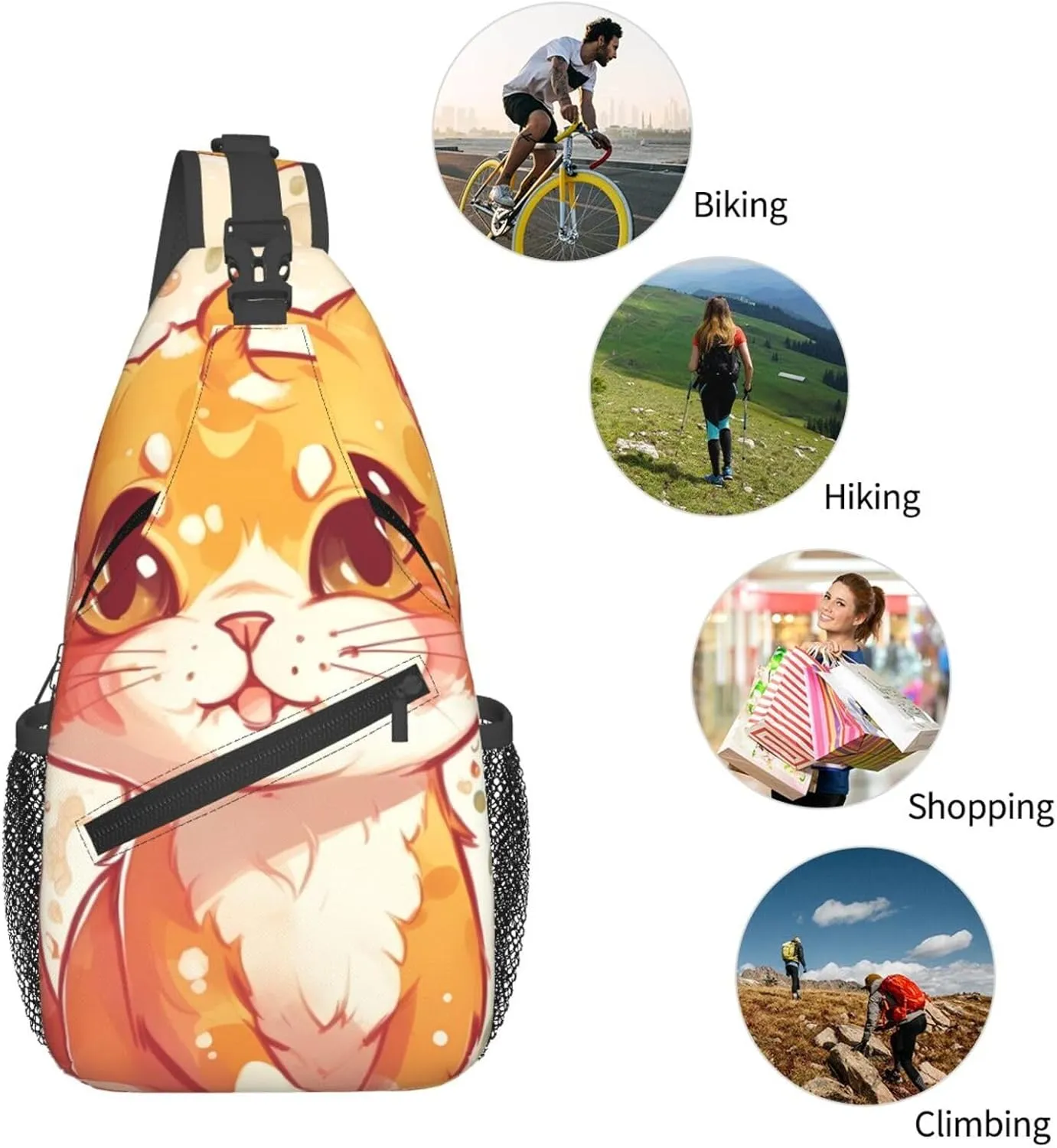 Crossbody Bags for Women Men Trendy Sling Bag Casual Chest Bag Golden Leaves Shoulder Bag for Travel Sport