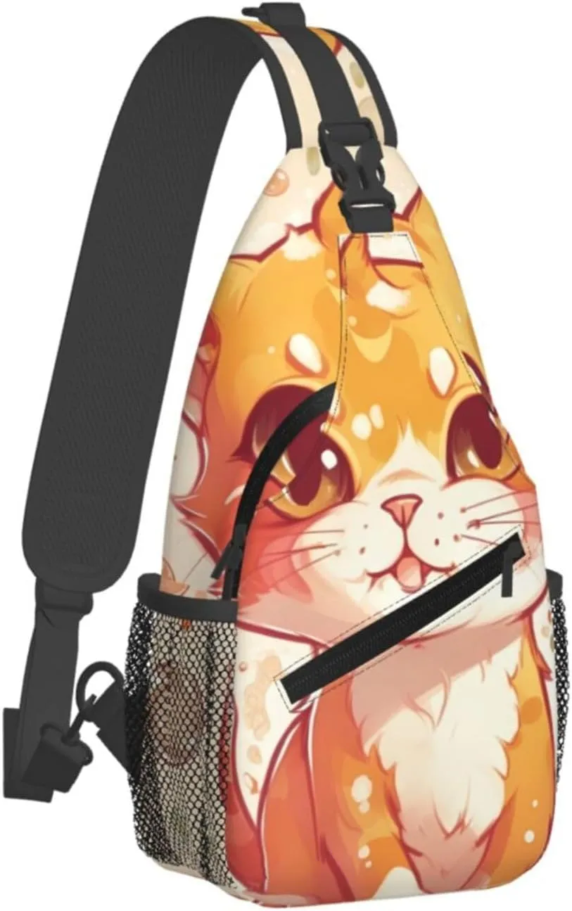 Crossbody Bags for Women Men Trendy Sling Bag Casual Chest Bag Golden Leaves Shoulder Bag for Travel Sport