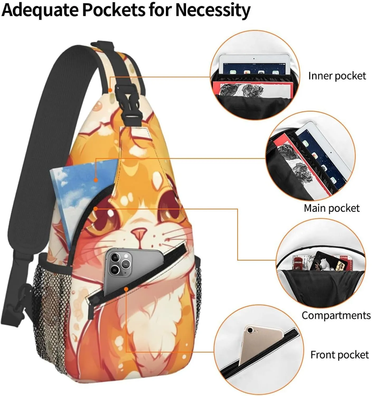 Crossbody Bags for Women Men Trendy Sling Bag Casual Chest Bag Golden Leaves Shoulder Bag for Travel Sport