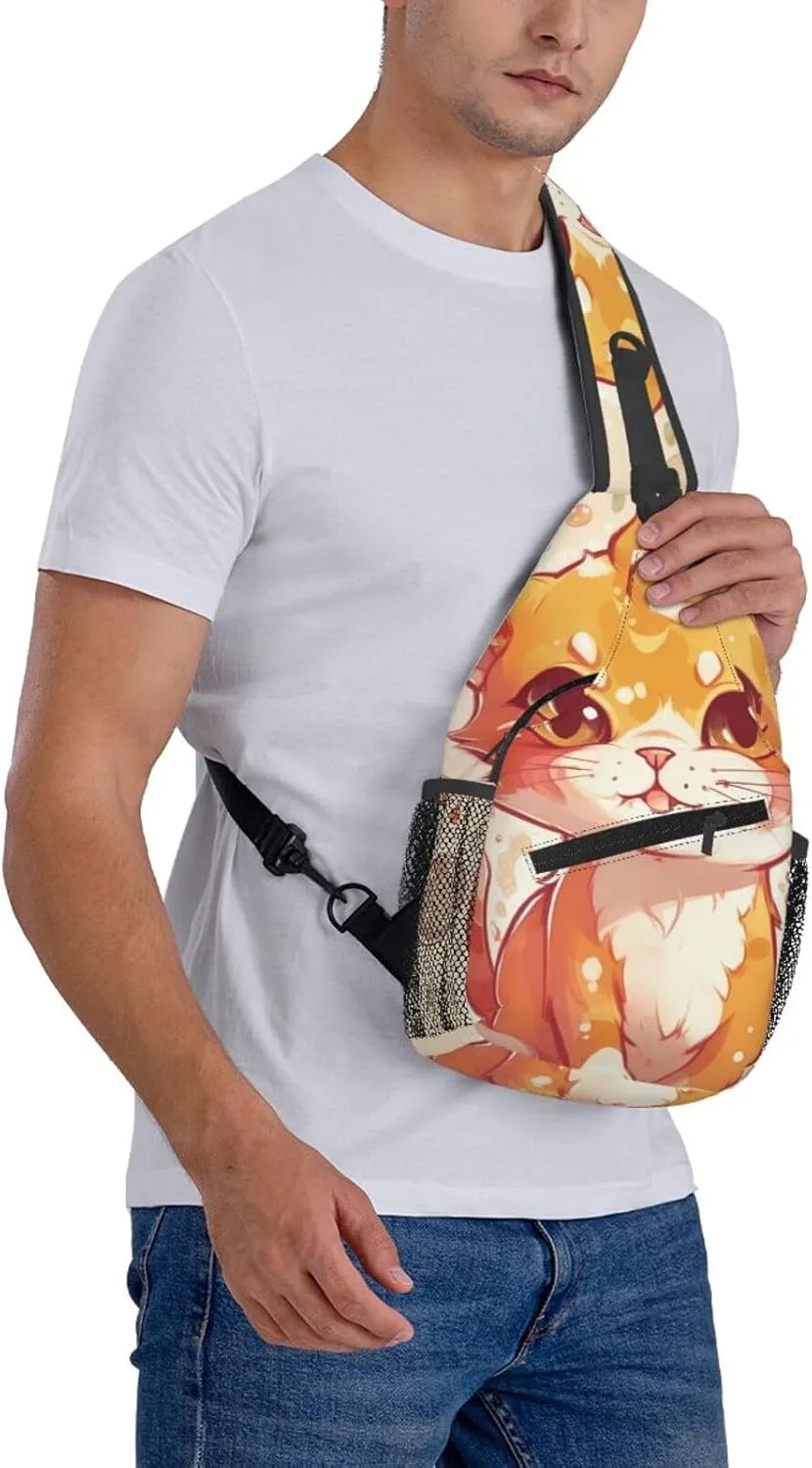 Crossbody Bags for Women Men Trendy Sling Bag Casual Chest Bag Golden Leaves Shoulder Bag for Travel Sport