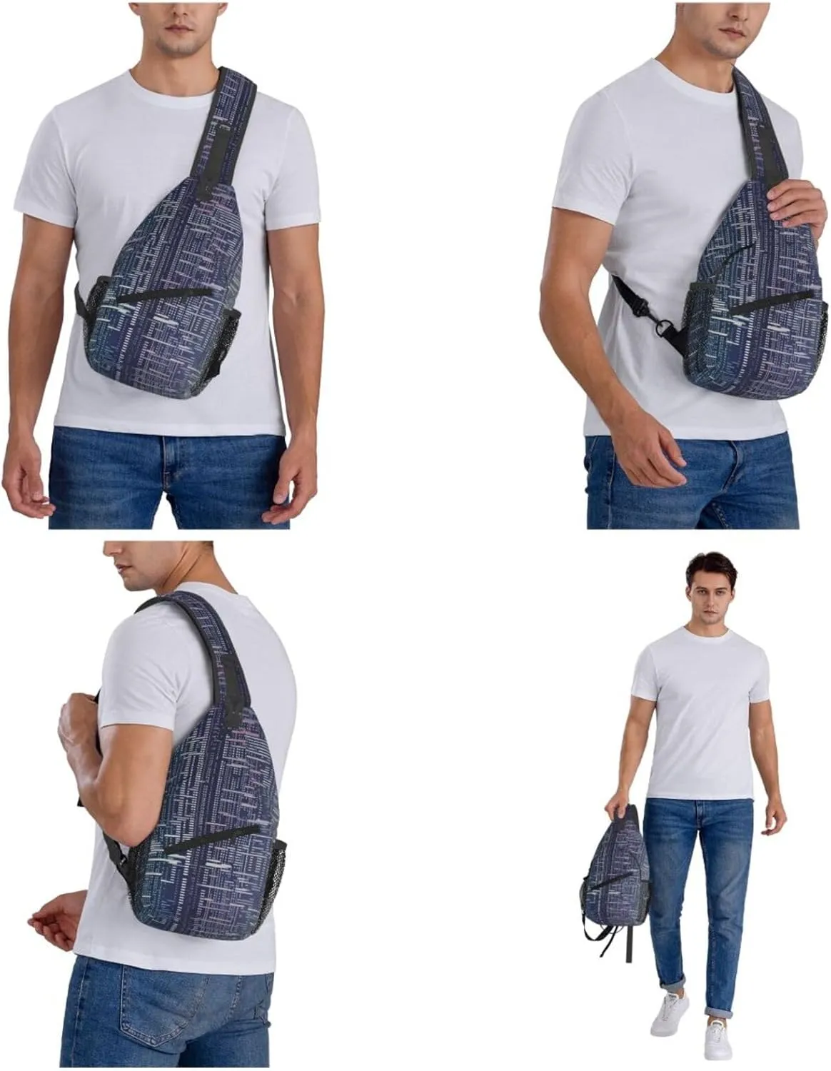 Crossbody Bags for Women Men Trendy Sling Bag Casual Chest Bag Polka Dot Sweater Dog Shoulder Bag for Travel Sport