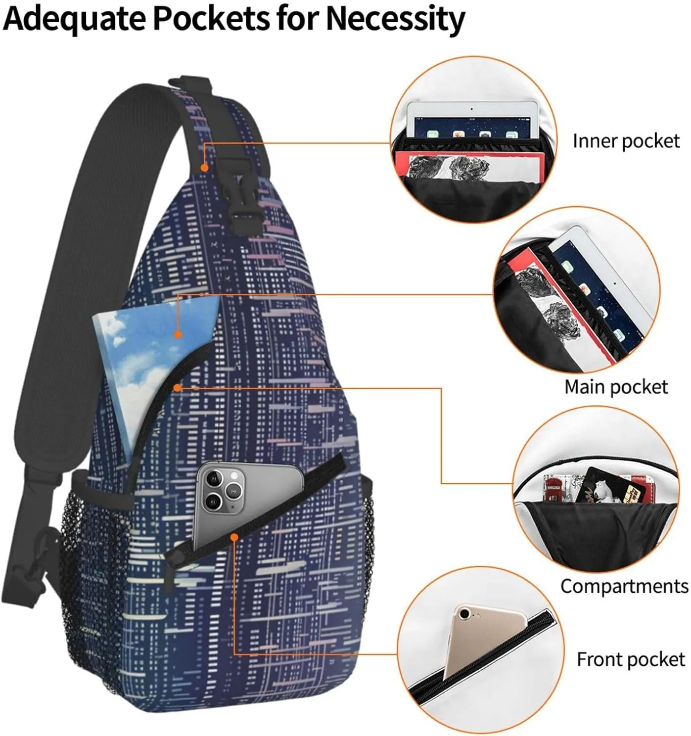 Crossbody Bags for Women Men Trendy Sling Bag Casual Chest Bag Polka Dot Sweater Dog Shoulder Bag for Travel Sport