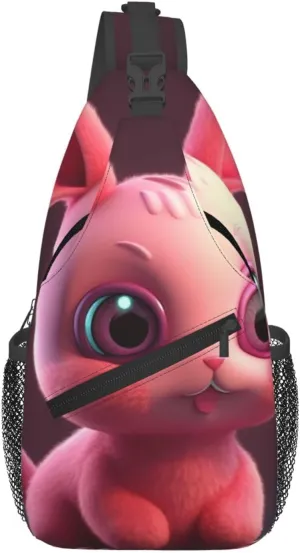 Crossbody Bags for Women Men Trendy Sling Bag Casual Chest Bag Repeating Bunny Pattern Shoulder Bag for Travel Sport