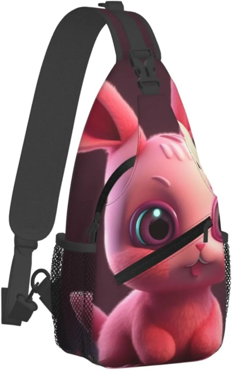 Crossbody Bags for Women Men Trendy Sling Bag Casual Chest Bag Repeating Bunny Pattern Shoulder Bag for Travel Sport