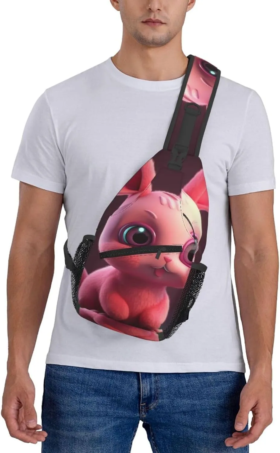 Crossbody Bags for Women Men Trendy Sling Bag Casual Chest Bag Repeating Bunny Pattern Shoulder Bag for Travel Sport