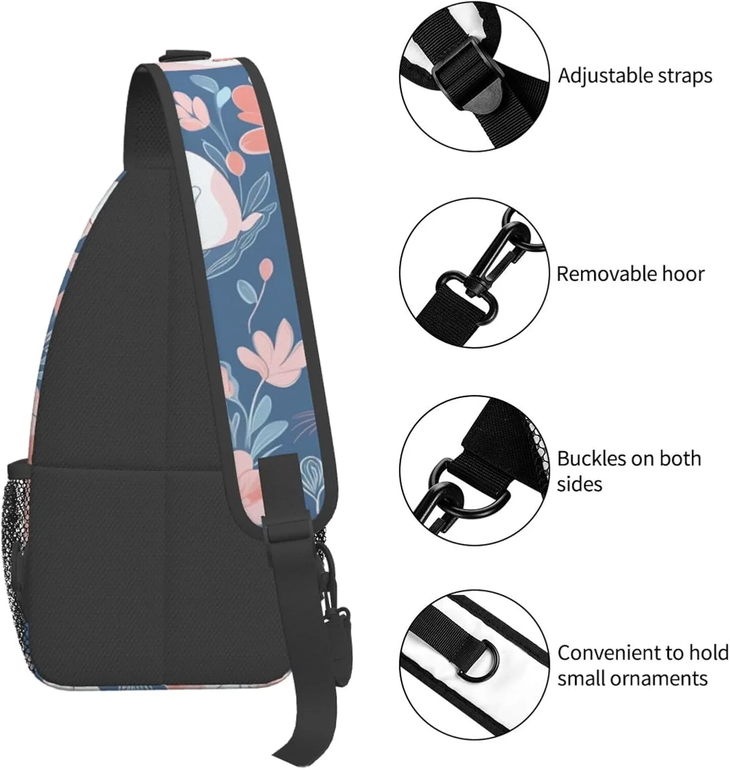 Crossbody Bags for Women Men Trendy Sling Bag Casual Chest Bag Two Rabbits Drinking Tea Shoulder Bag for Travel Sport