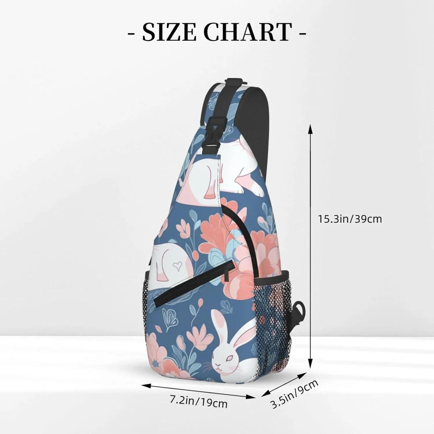 Crossbody Bags for Women Men Trendy Sling Bag Casual Chest Bag Two Rabbits Drinking Tea Shoulder Bag for Travel Sport