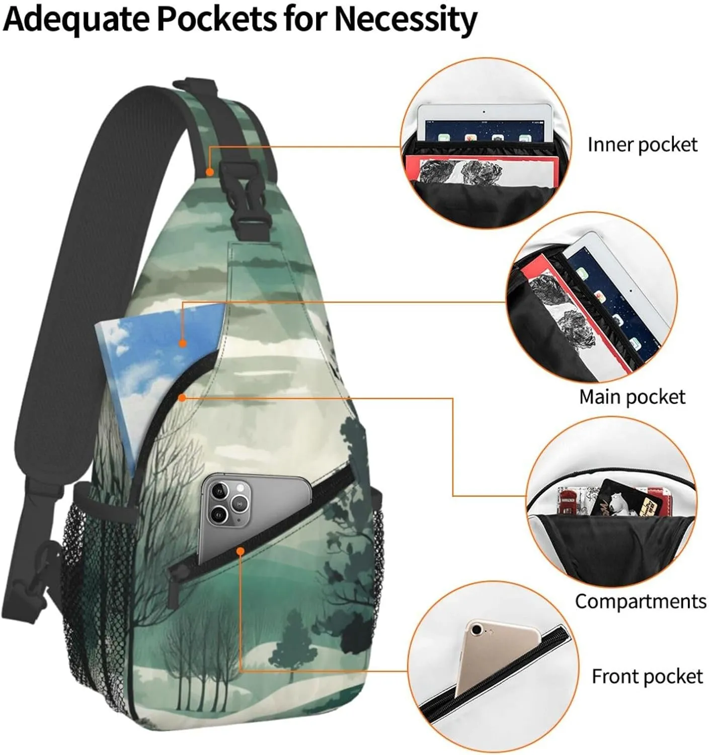 Crossbody Bags for Women Men Trendy Sling Bag Casual Chest Bag Yellow Pattern Shoulder Bag for Travel Sport