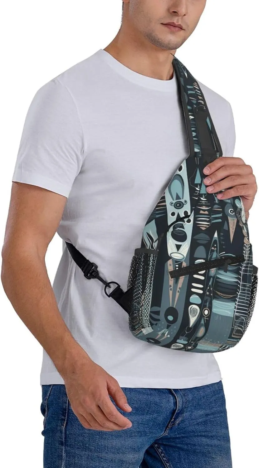 Crossbody Bags for Women Men Trendy Sling Bag Casual Chest Bag Yellow Pattern Shoulder Bag for Travel Sport