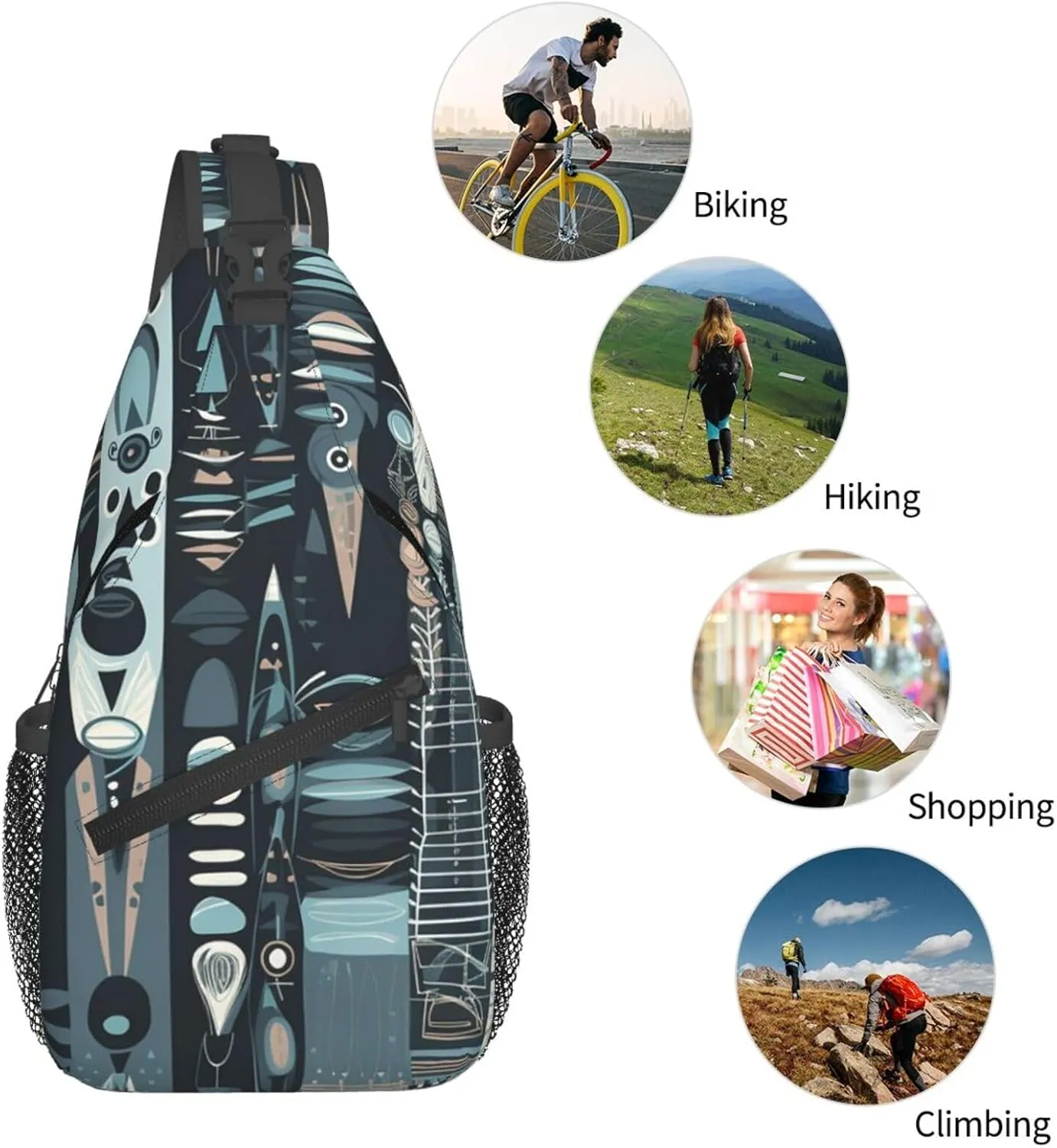 Crossbody Bags for Women Men Trendy Sling Bag Casual Chest Bag Yellow Pattern Shoulder Bag for Travel Sport