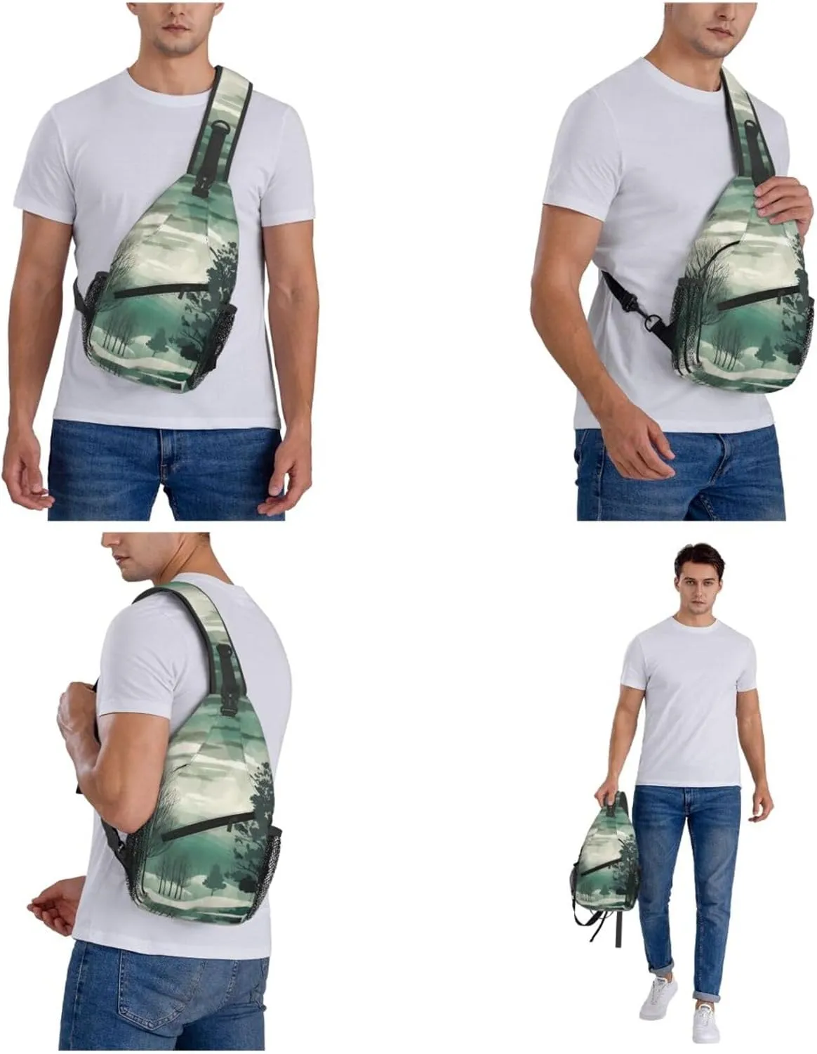 Crossbody Bags for Women Men Trendy Sling Bag Casual Chest Bag Yellow Pattern Shoulder Bag for Travel Sport