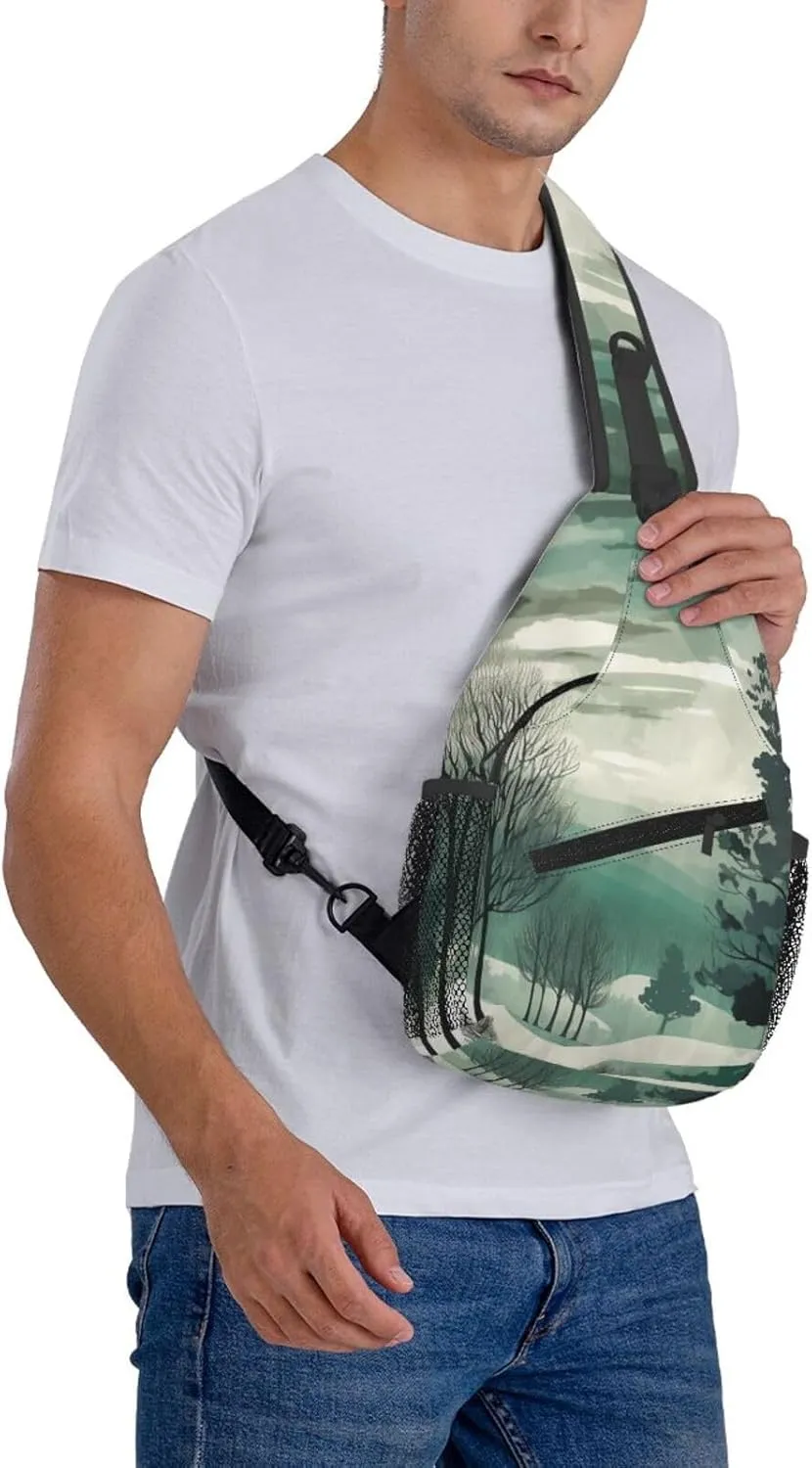 Crossbody Bags for Women Men Trendy Sling Bag Casual Chest Bag Yellow Pattern Shoulder Bag for Travel Sport