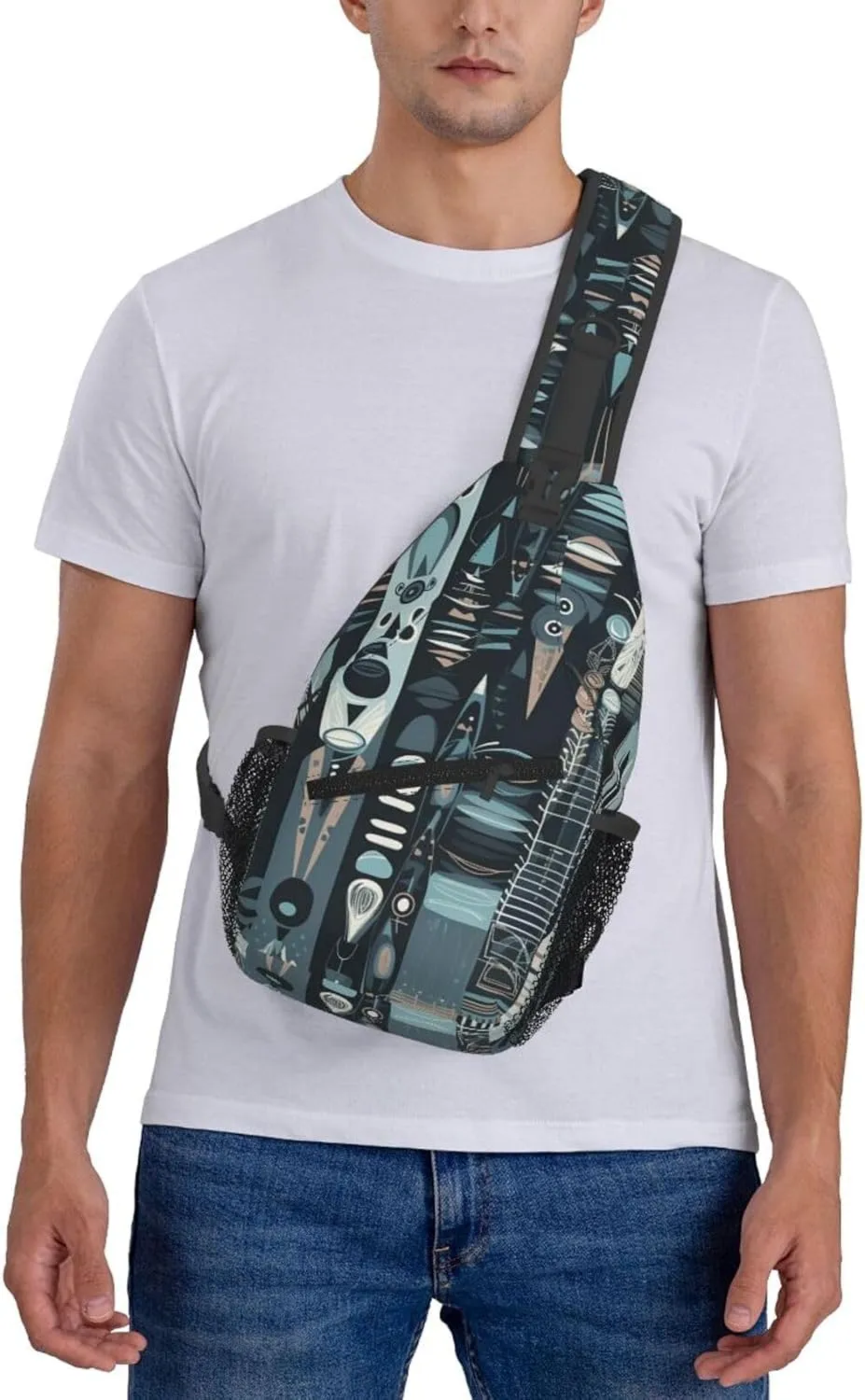 Crossbody Bags for Women Men Trendy Sling Bag Casual Chest Bag Yellow Pattern Shoulder Bag for Travel Sport