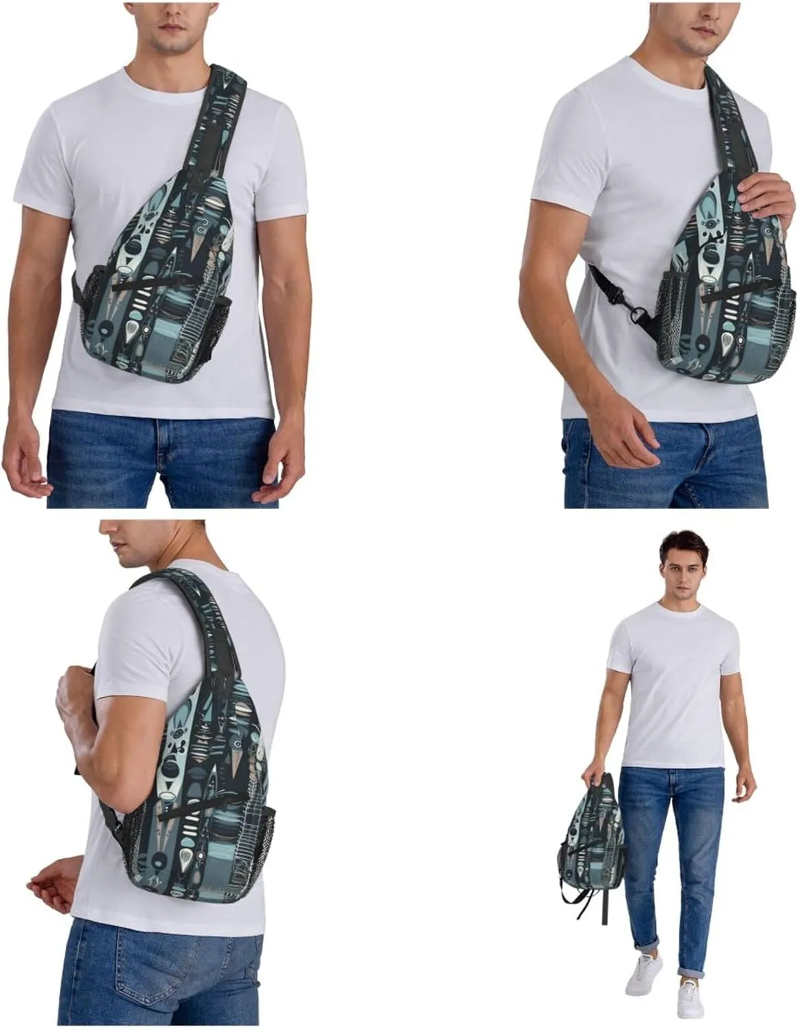 Crossbody Bags for Women Men Trendy Sling Bag Casual Chest Bag Yellow Pattern Shoulder Bag for Travel Sport