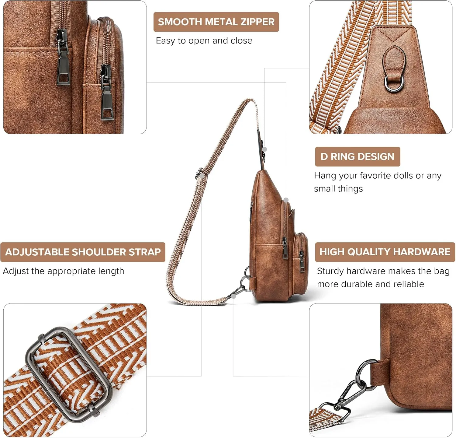 Crossbody Bags for Women Sling Bag Fanny Pack Casual Daypacks Small Backpack Chest Travel Purse Anti Theft