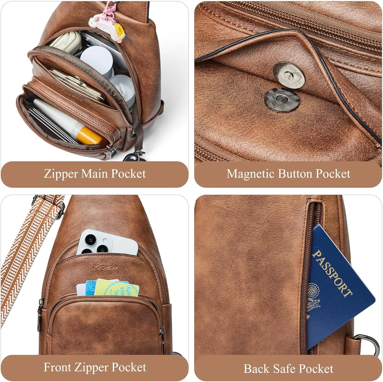 Crossbody Bags for Women Sling Bag Fanny Pack Casual Daypacks Small Backpack Chest Travel Purse Anti Theft
