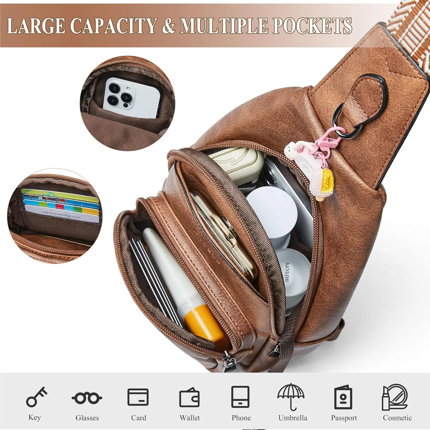 Crossbody Bags for Women Sling Bag Fanny Pack Casual Daypacks Small Backpack Chest Travel Purse Anti Theft
