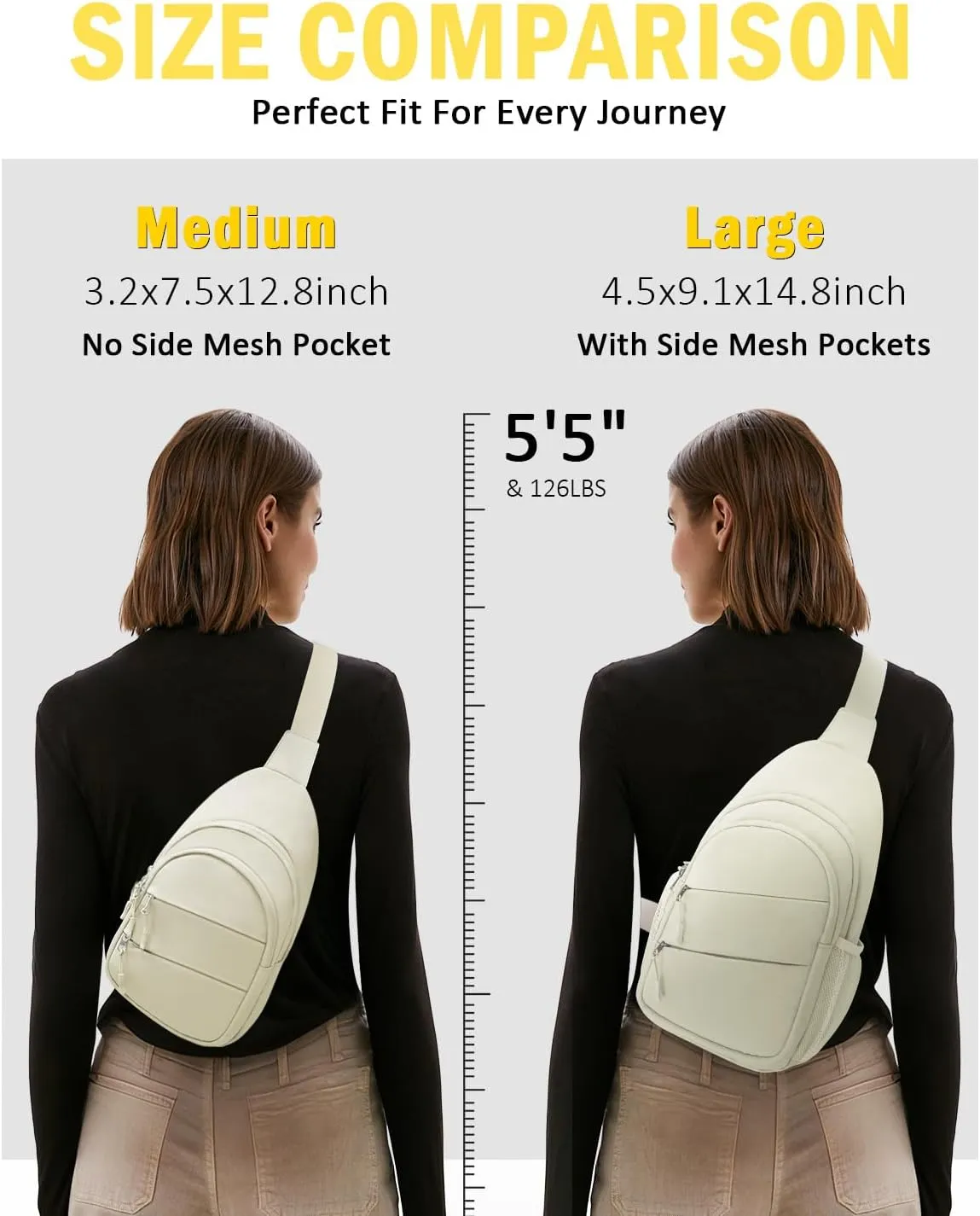 Crossbody Bags for Women, Sling Bag for Men, Small Hiking Backpack Anti Theft Lightweight for Outdoors Travel (L, Beige)
