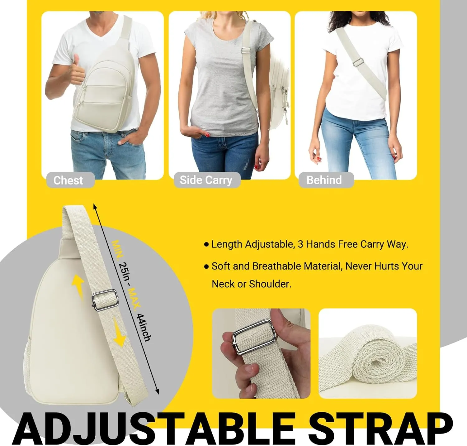 Crossbody Bags for Women, Sling Bag for Men, Small Hiking Backpack Anti Theft Lightweight for Outdoors Travel (L, Beige)