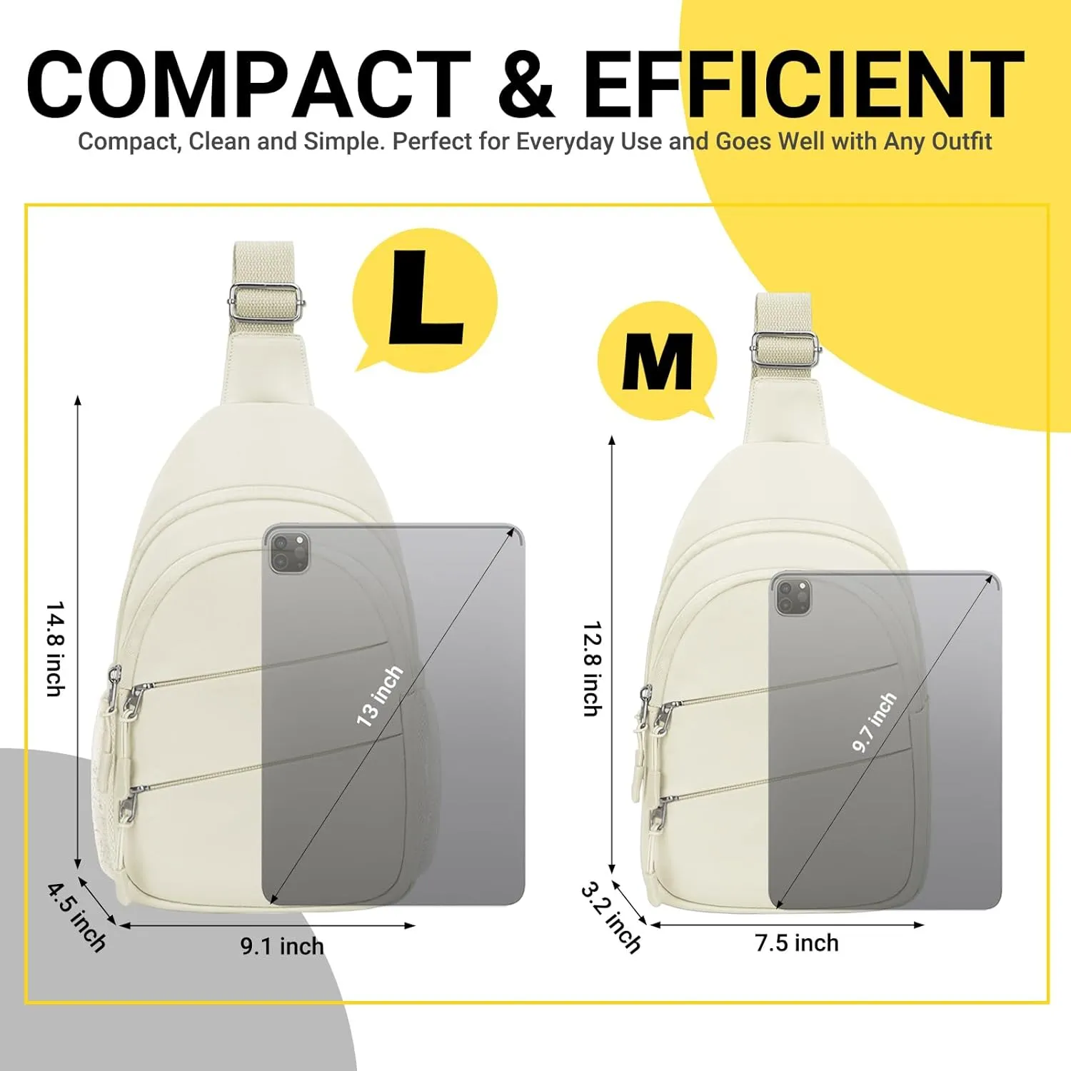 Crossbody Bags for Women, Sling Bag for Men, Small Hiking Backpack Anti Theft Lightweight for Outdoors Travel (L, Beige)